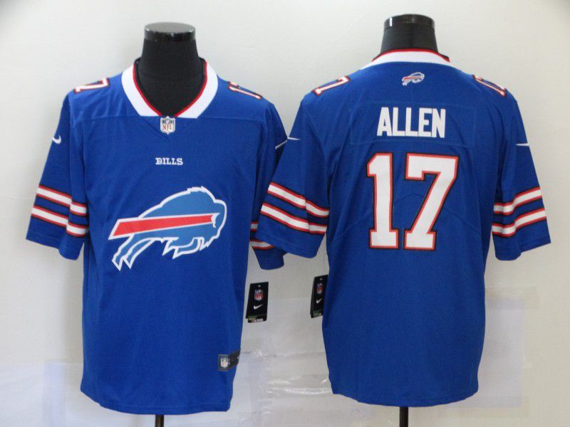 Men Buffalo Bills 17 Allen Blue Nike Team logo fashion NFL Jersey